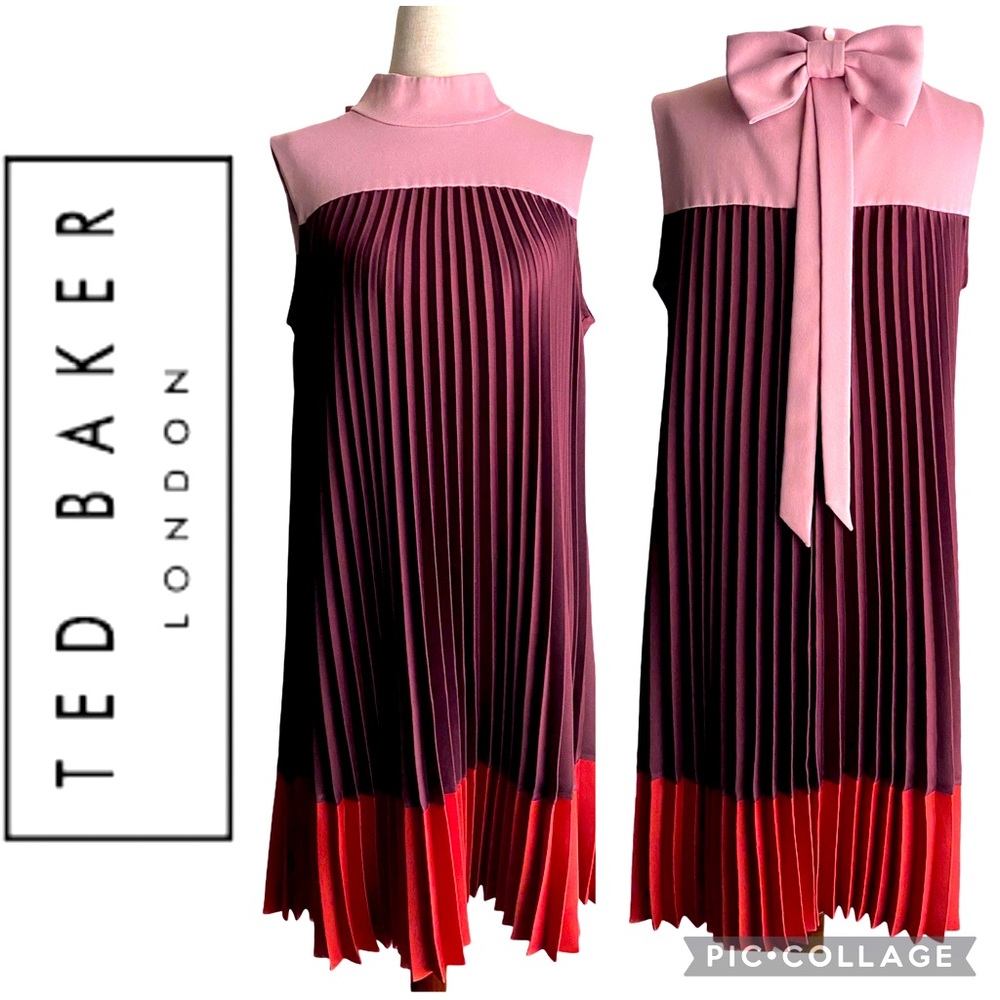 TED BAKER Women’s Pleated Sleeveless Shift Dress